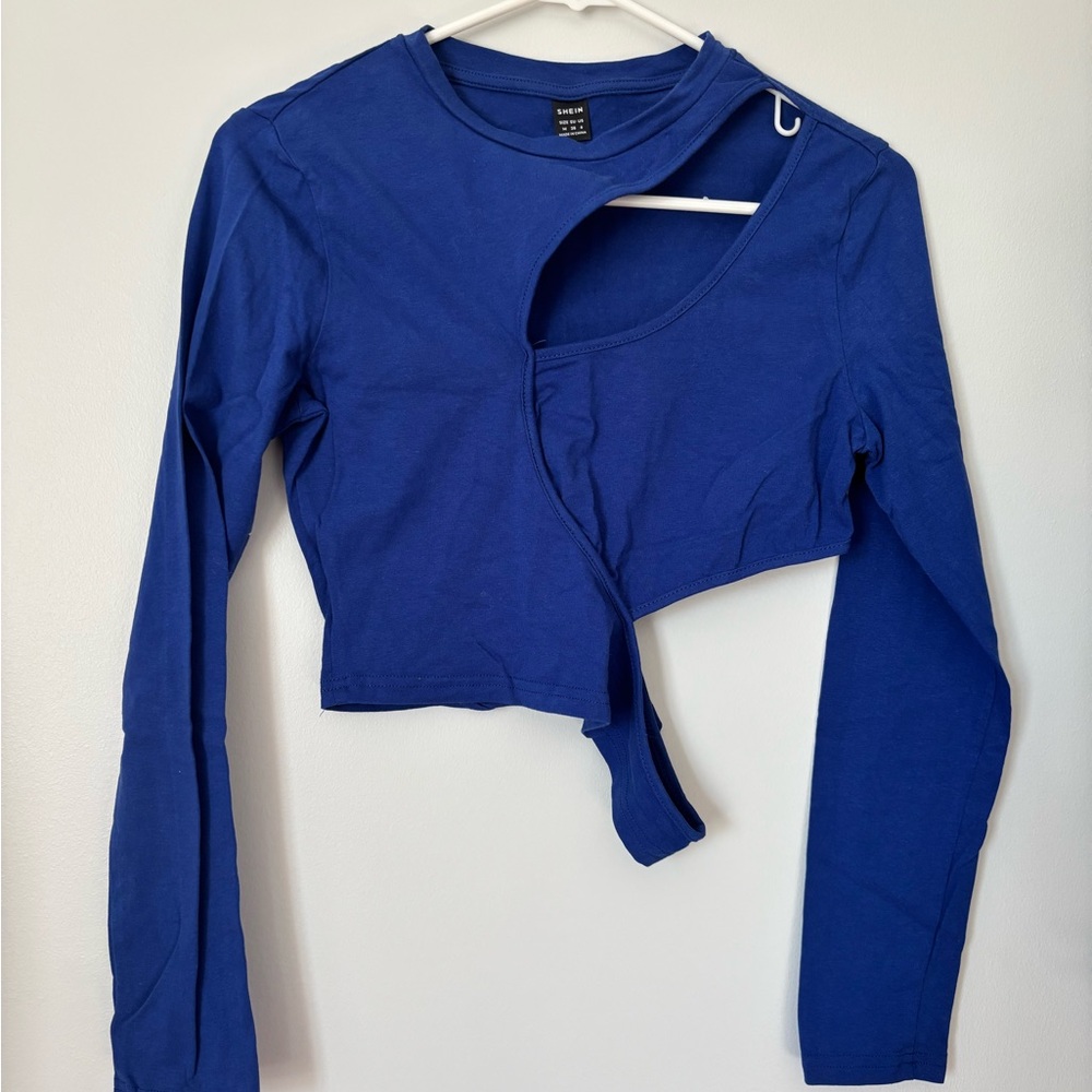 SHEIN Royal Blue Asymmetrical Crop Top